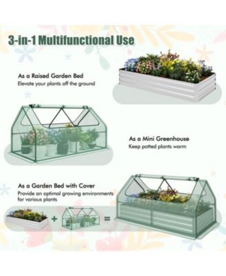 6 x 3 x 3 Feet Galvanized Raised Garden Bed with Greenhouse-Green