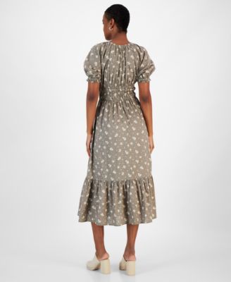 Women's Short-Sleeve Clip-Dot Midi Dress, Created for Macy's