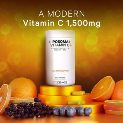 Liposomal Vitamin C 1500mg with Zinc, Elderberry, Citrus Bioflavonoids Grapefruit, Lemon, Orange Powder, Quercetin & Rose HIPS, 180 Capsules