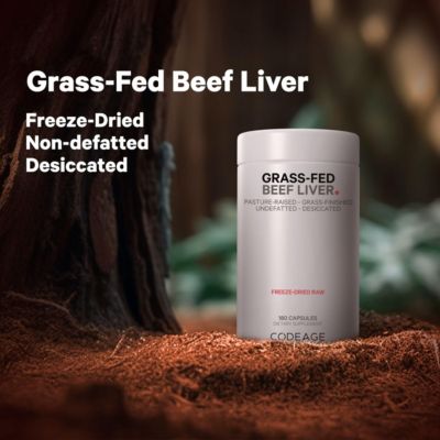 Grass Fed Beef Liver Supplement Superfood, Freeze Dried Non-Defatted, Desiccated Beef Liver Glandulars Bovine Pills Beef Vitamins 180 Capsules