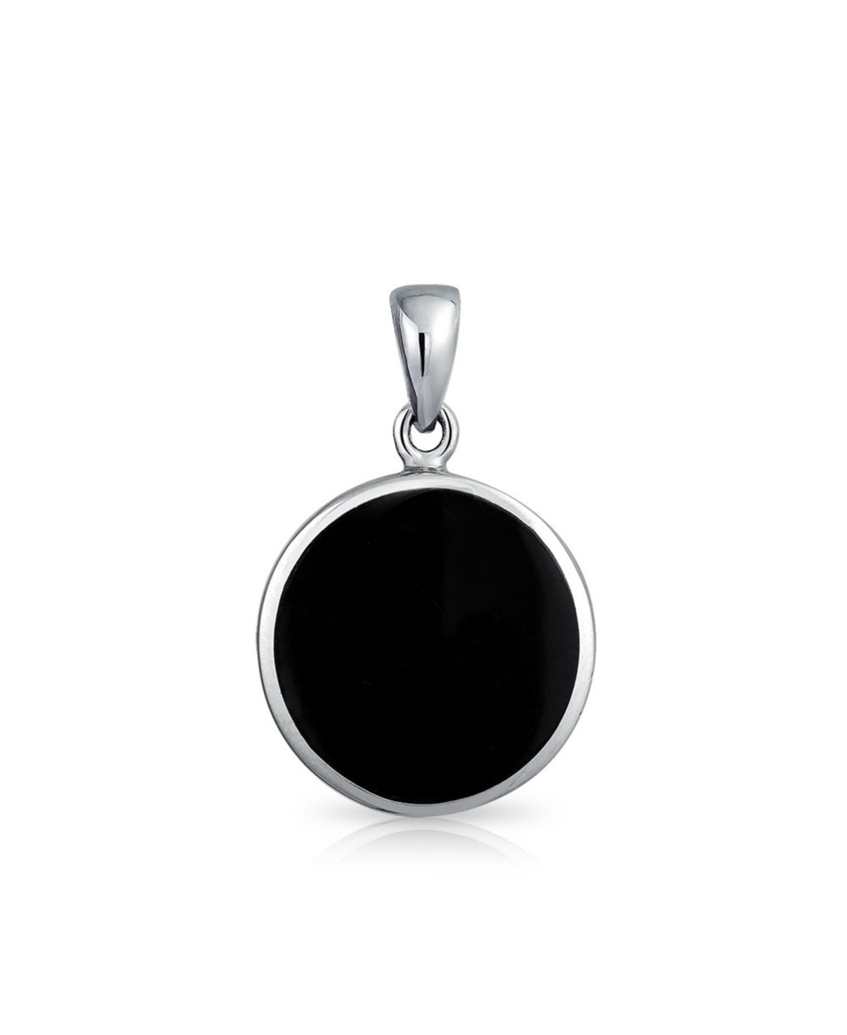Bling Jewelry CelestialEnamel Round Circle Medallion Crescent Moon And Sun Pendant Necklace For Women Sterling Silver - Black