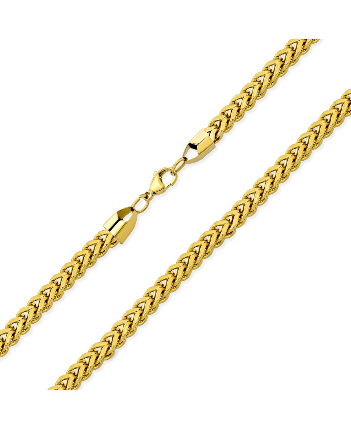 Heavy Duty Biker Jewelry Gold Plated Silver Tone Stainless Steel 6MM Flat Square Wheat Link Foxtail Chain Necklace - Silver