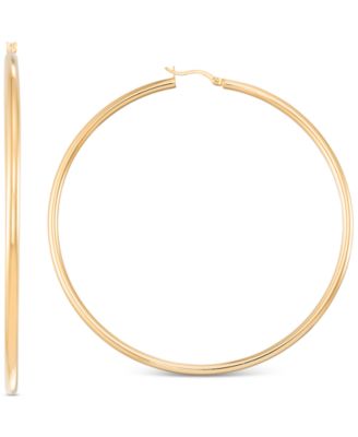 Macy's - Polished Tube Extra-Large Hoop Earrings in 14k Gold-Plated Sterling Silver, 80mm