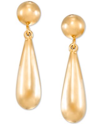 Polished Teardrop Drop Earrings in 14k Gold-Plated Sterling Silver