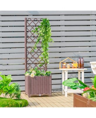 Raised Garden Bed with Trellis Planter Box for Climbing Plants