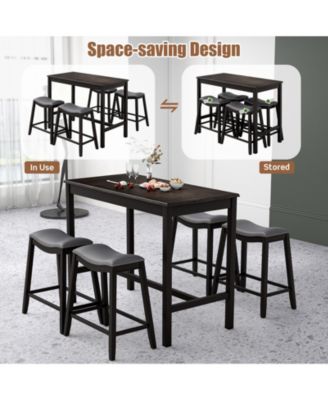 5-Piece Dining Set with 4 Upholstered Stools