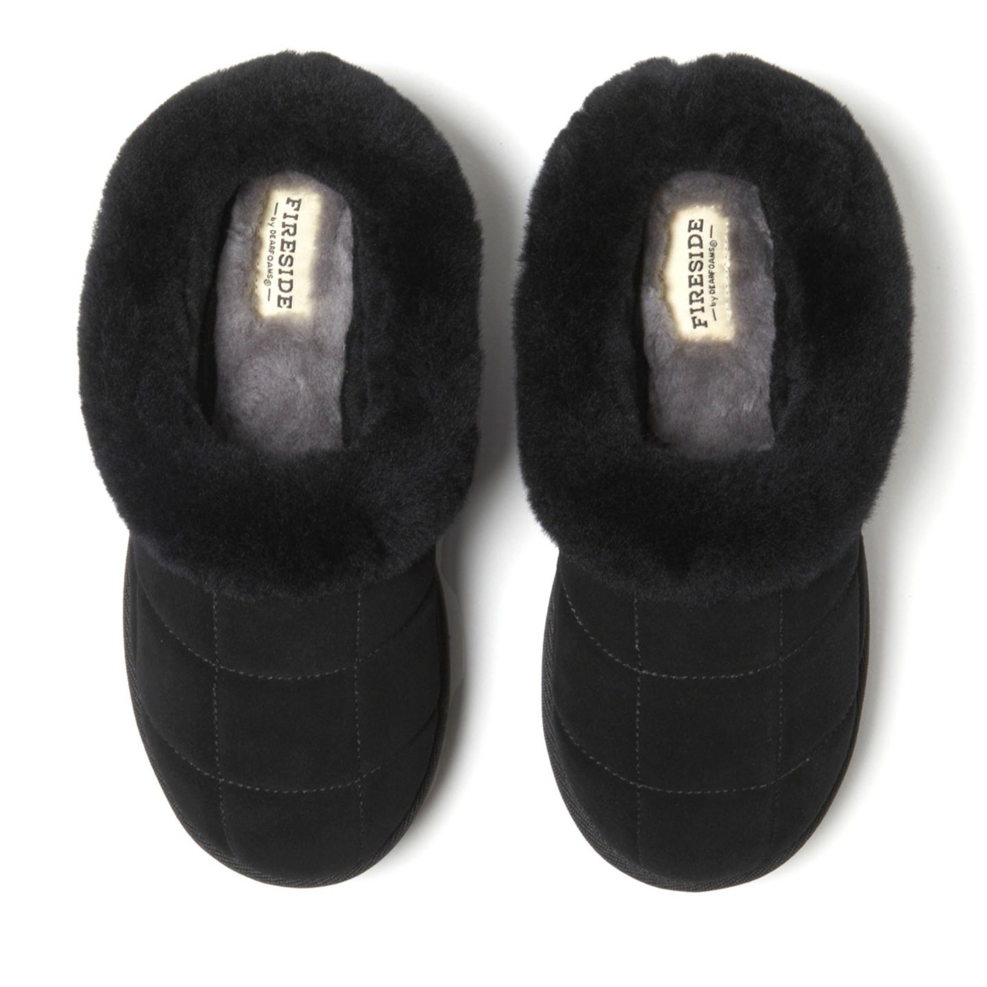 Женские сабо Dearfoams Fireside by Bendigo Genuine Shearling Quilted Platform Clog Slipper, цвет: Чёрный — фото 4