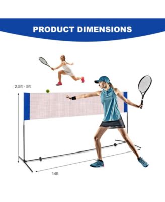 14 x 5 Feet Portable Beach Training Badminton Net with Carrying Bag