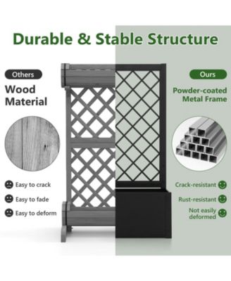 44-Inch Metal Raised Garden Bed with Trellis