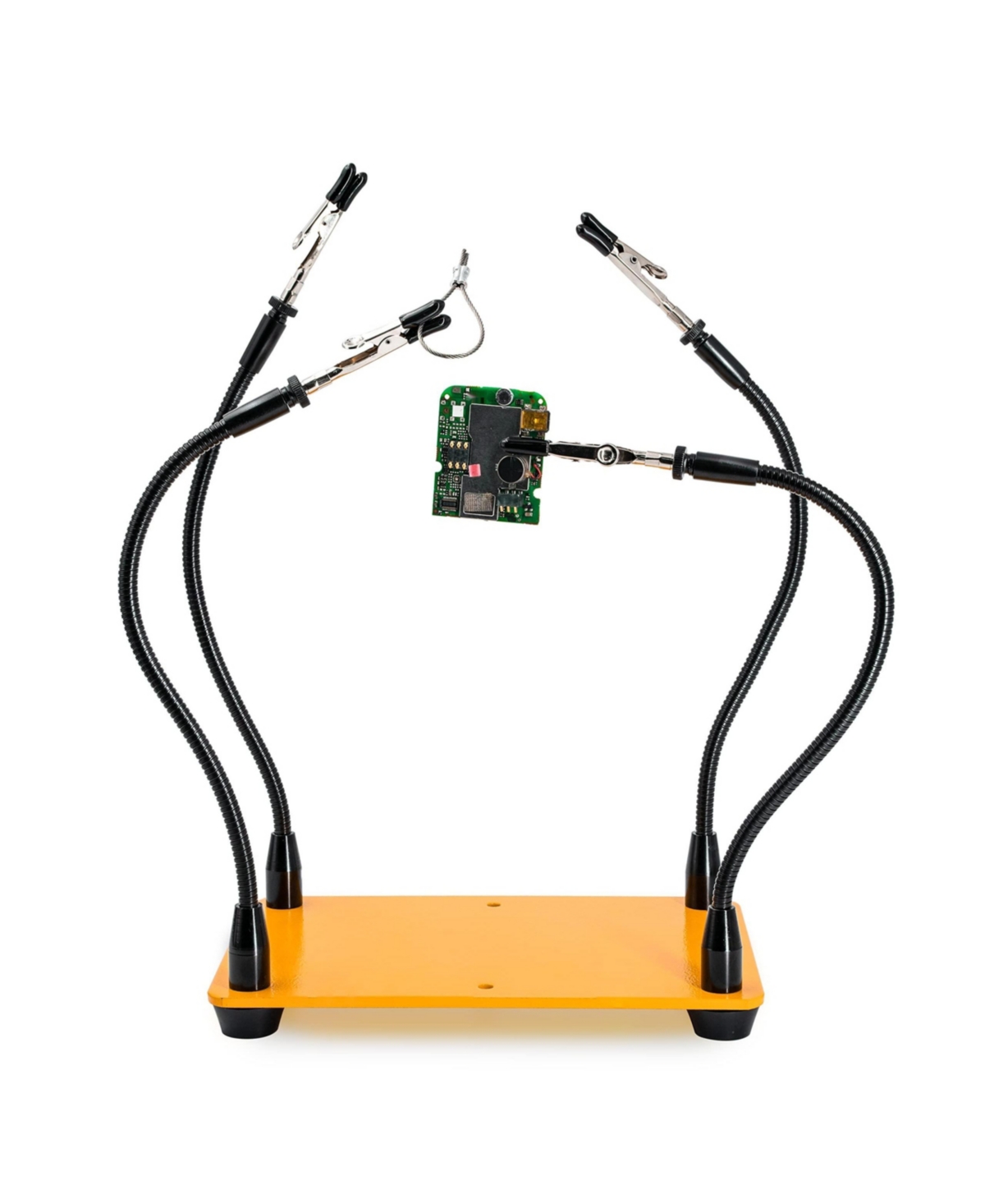 4-Arm Soldering Tool with Steel Base - Yellow and black