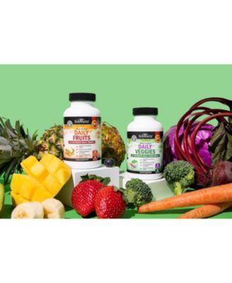 Daily Fruits and Veggies Supplement for Women and Men - 47 Whole Food Fruits and Vegetables - Diverse Natural Balance of Vitamins Minerals and Noni - 180 Fruit Capsules, 180 Veggie Capsules (2 Pack)