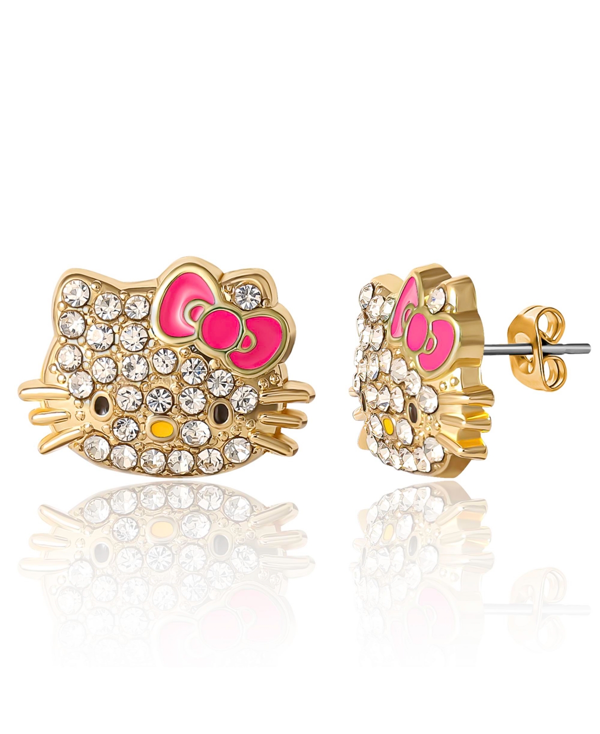 Sanrio Pave Crystal Stud Earring - Gold tone, pink