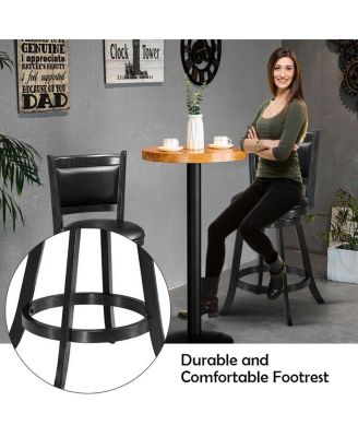 2 Pieces 24 Inch Swivel Counter Stool Dining Chair Upholstered Seat