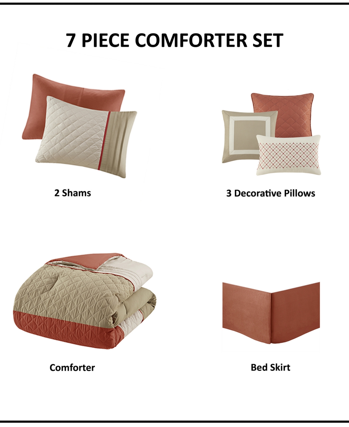 Madison Park Jenson 7-pc. Color Block Stripe Comforter Set, King In Spice