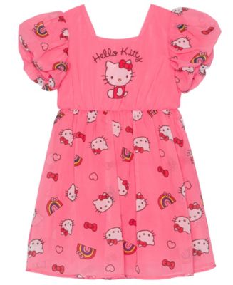 Hello Kitty Toddler and Little Girls Rainbow Short Sleeve Chiffon Dress -  Macy's