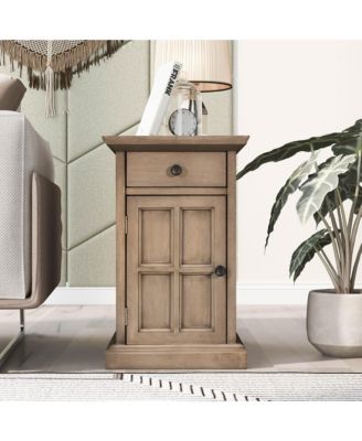  Classic Vintage End Table with USB Ports and Drawer