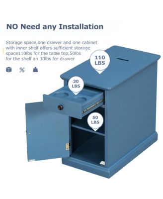  Classic Vintage End Table with USB Ports and Drawer