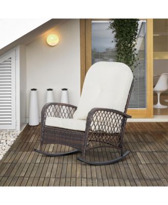 Wide-Seat Patio Rocker with Soft Cushion
