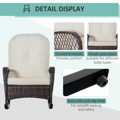 Wide-Seat Patio Rocker with Soft Cushion