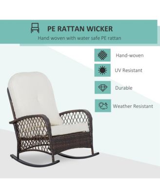 Wide-Seat Patio Rocker with Soft Cushion