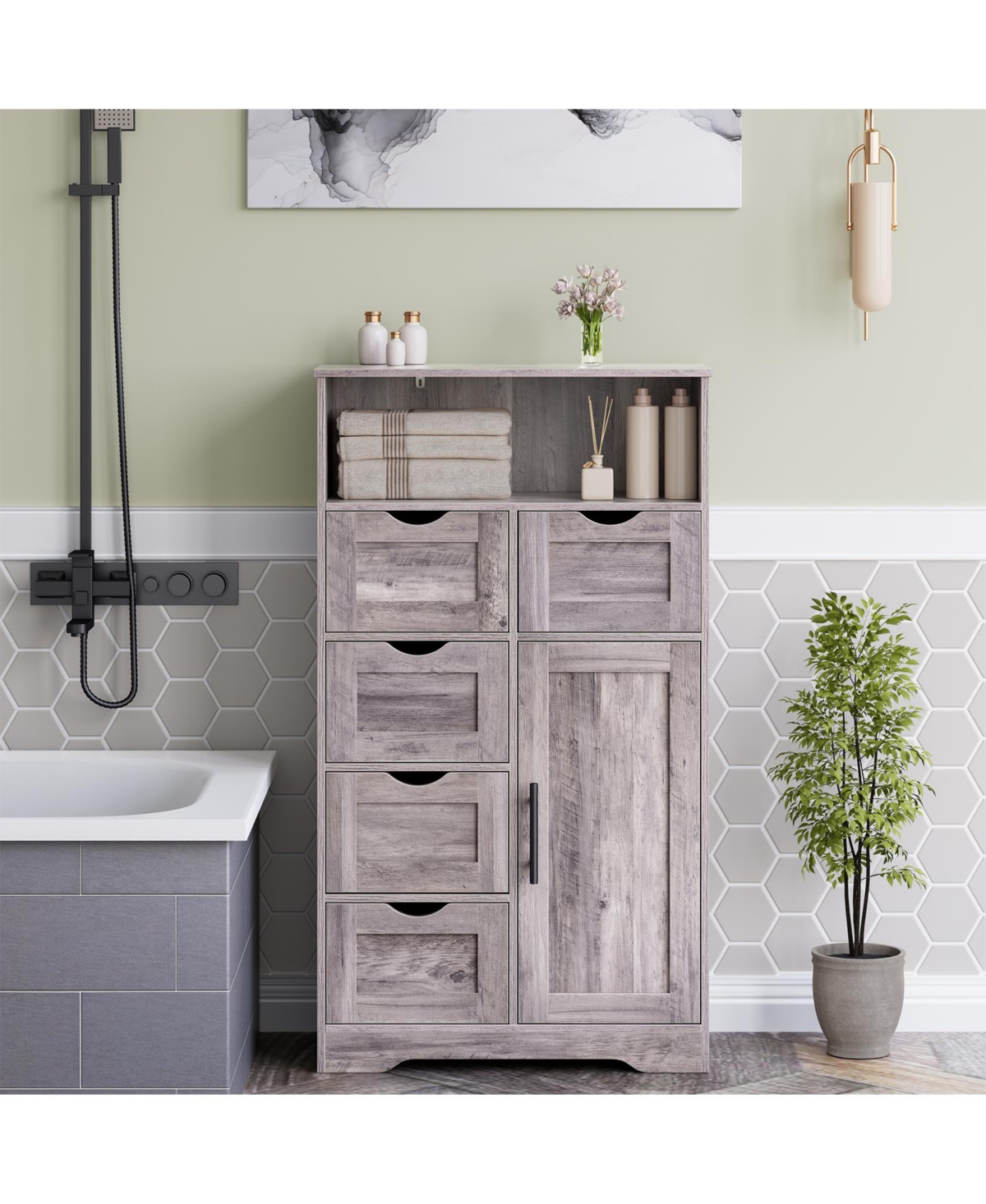 Streamdale Furniture 5-Drawer Adjustable Storage Cabinet for Bedroom or Bathroom