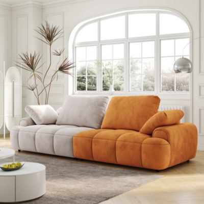 86" 2-Seat Modern Suede Sofa with Extended Height