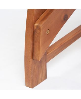 Acacia Wood Patio Chair Set with Footstools and Cushion