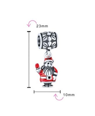 Holiday Christmas Red Santa Claus Dangle Charm Bead For Enamel Sterling Silver Fits European Bracelet