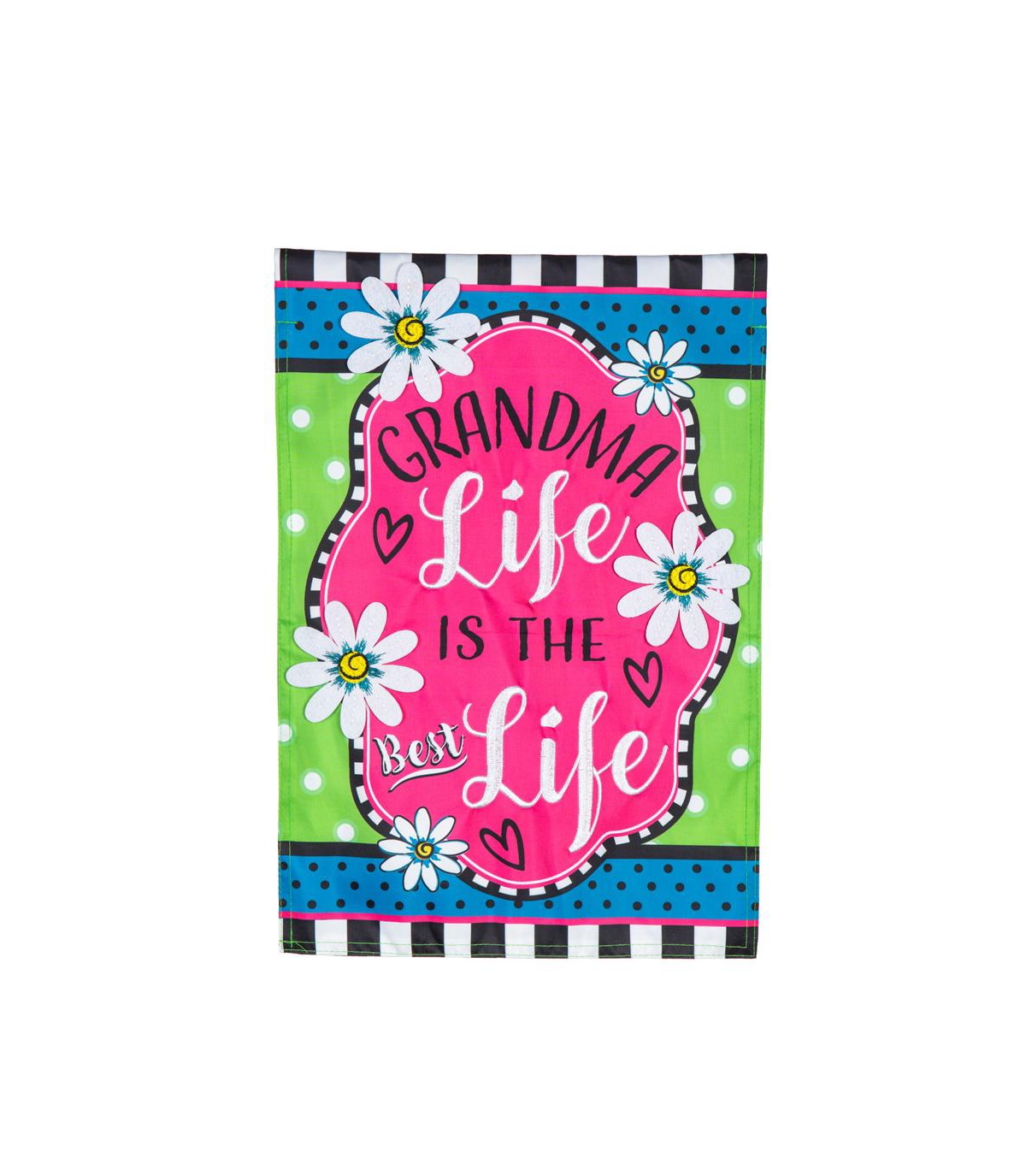Evergreen Garden Flag Grandma Life Applique Double Sided Indoor Outdoor Decor