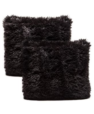 Premium Throw Blanket & Pillow Cover - Long Faux Fur Fuzzy Sherpa Throw (50" x 65”) & 2 Pillow Covers (18" x 18”) - 3-Piece Set, Pink