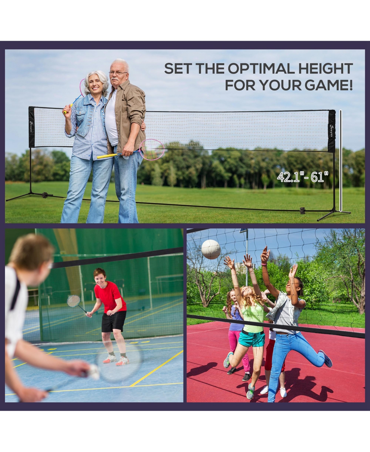 Streamdale Furniture All-in-One Portable Sports Net Set for Badminton, Pickleball & Volleyball