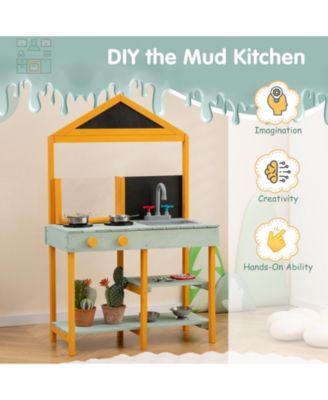 Kids Kitchen Playset with Root Viewer Planter and Rotatable Faucet