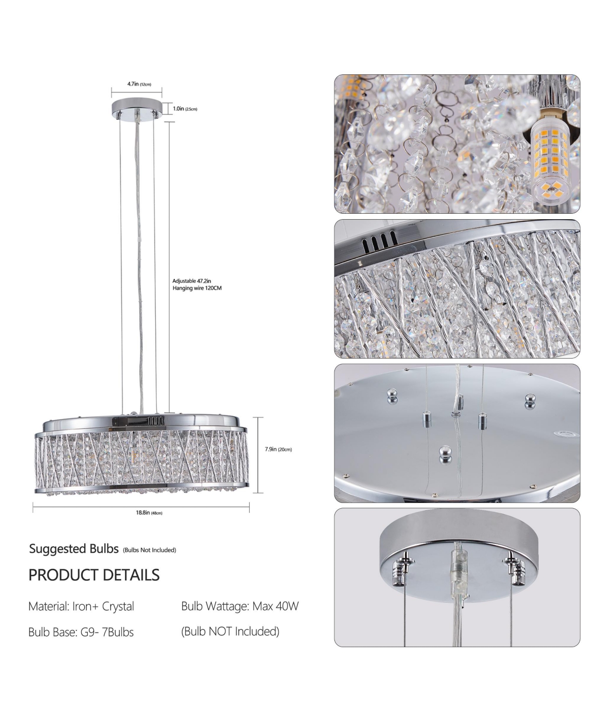 Streamdale Furniture Modern Crystal Chandelier Lighting for Home Decor - Silver+clear