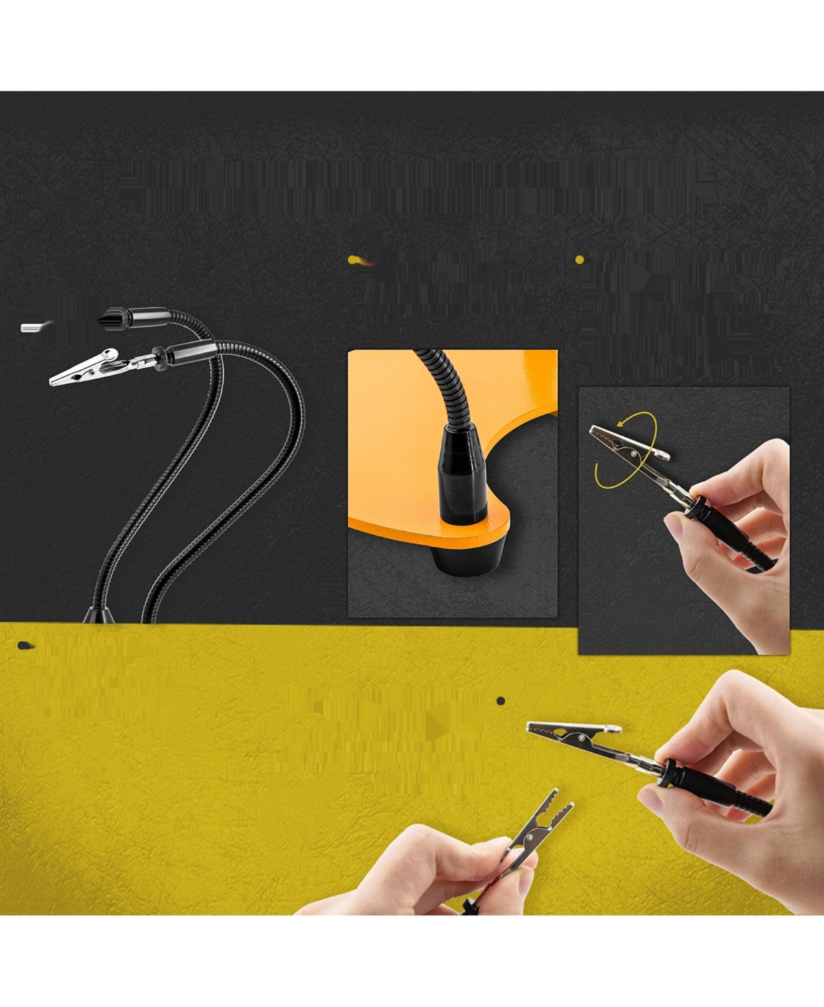 Kotto Soldering Tool, Pcb Holder with Four Arms - Yellow and black