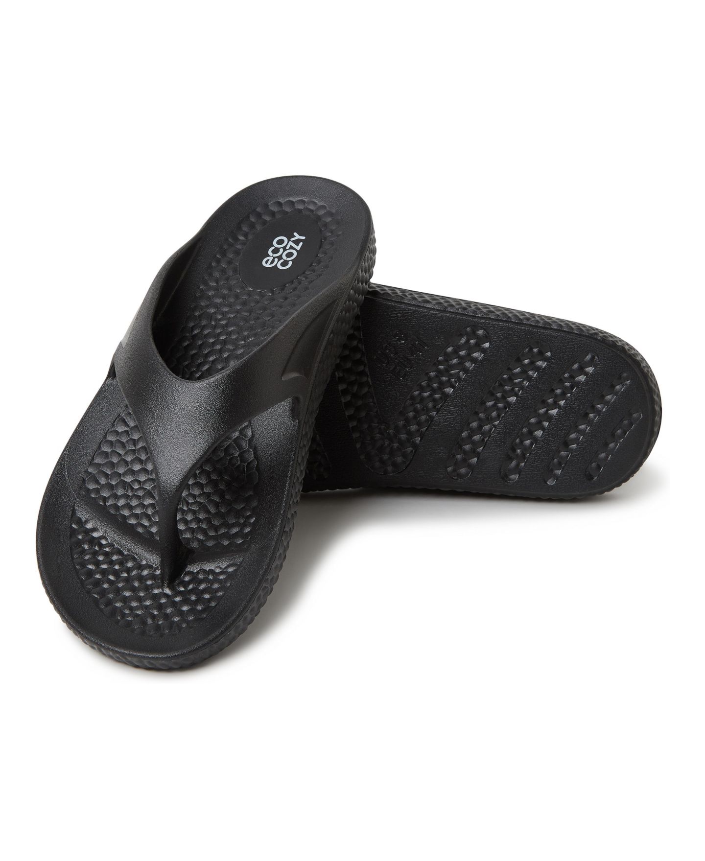Мужские сандалии Dearfoams EcoCozy Sustainable Comfort Flip Flop Thong Sandal, цвет: Чёрный — фото 3