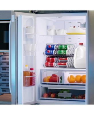 4-Pack Clear Plastic Soda Can Organizer with Lid - Holds 9 Cans Each