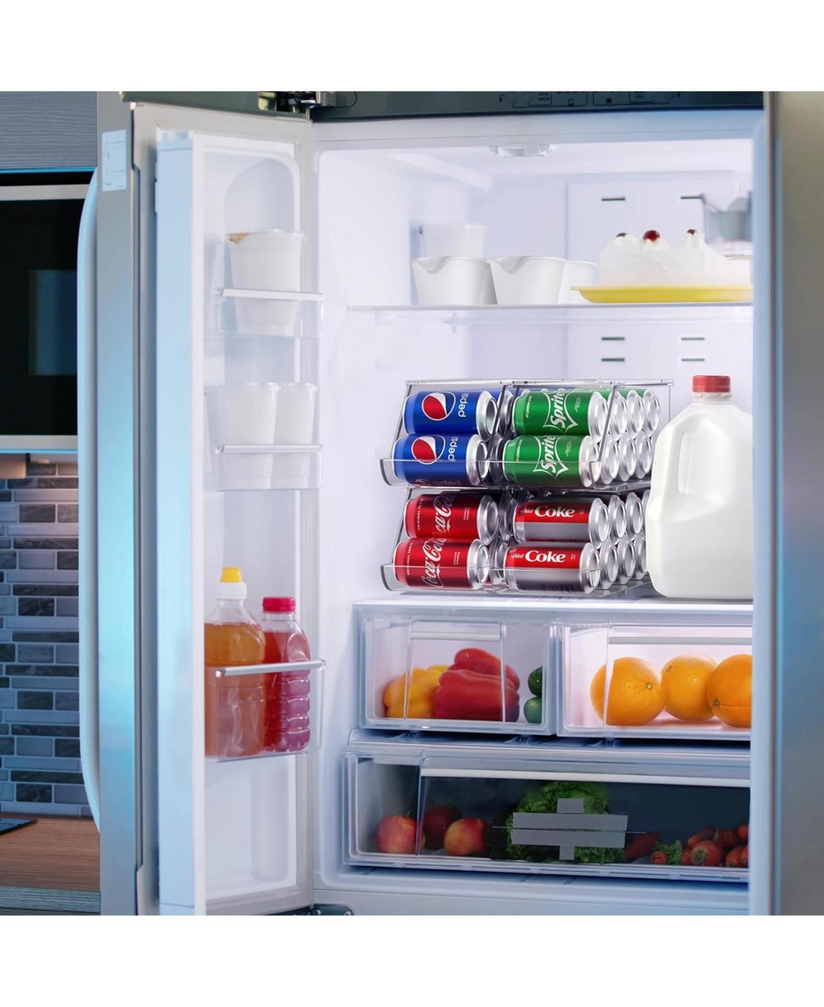 Sorbus 4-PackPlastic Soda Can Organizer with Lid - Holds 9 Cans Each - Clear