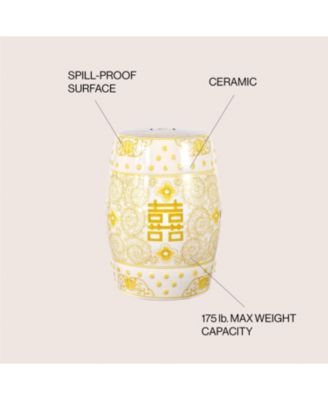 Double Chinoiserie Ceramic Drum Garden Stool