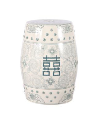 Double Chinoiserie Ceramic Drum Garden Stool