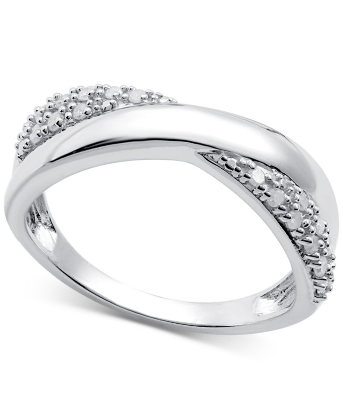 Diamond Pav&eacute; Crossover Ring (1/6 ct. t.w.) in Sterling Silver