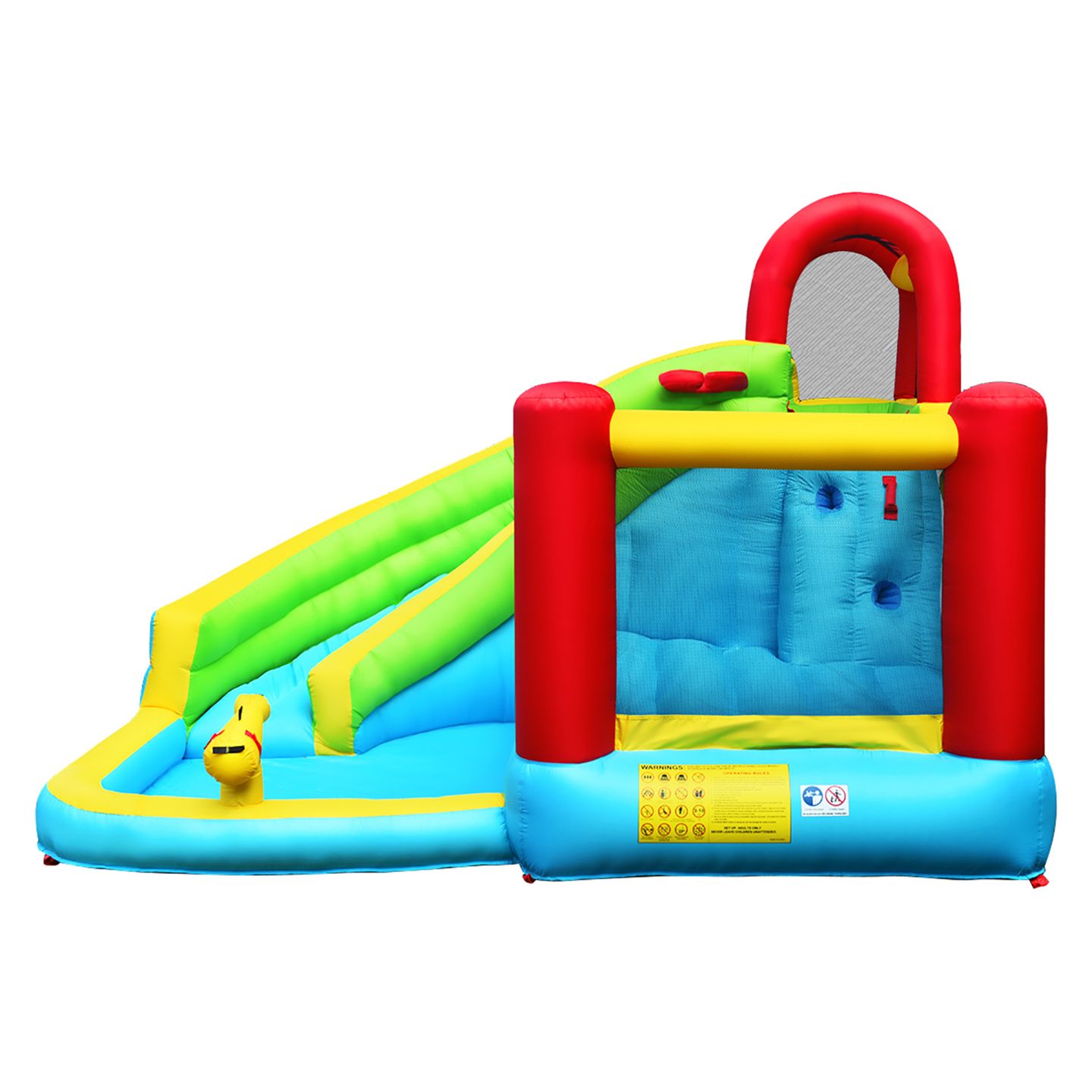 Детские игрушки Costway Inflatable Kids Water Slide Jumper Bounce House with Pool, 11' x 10' x 8', Accommodates 3 Children, от 3 лет, цвет: Синий — фото 11