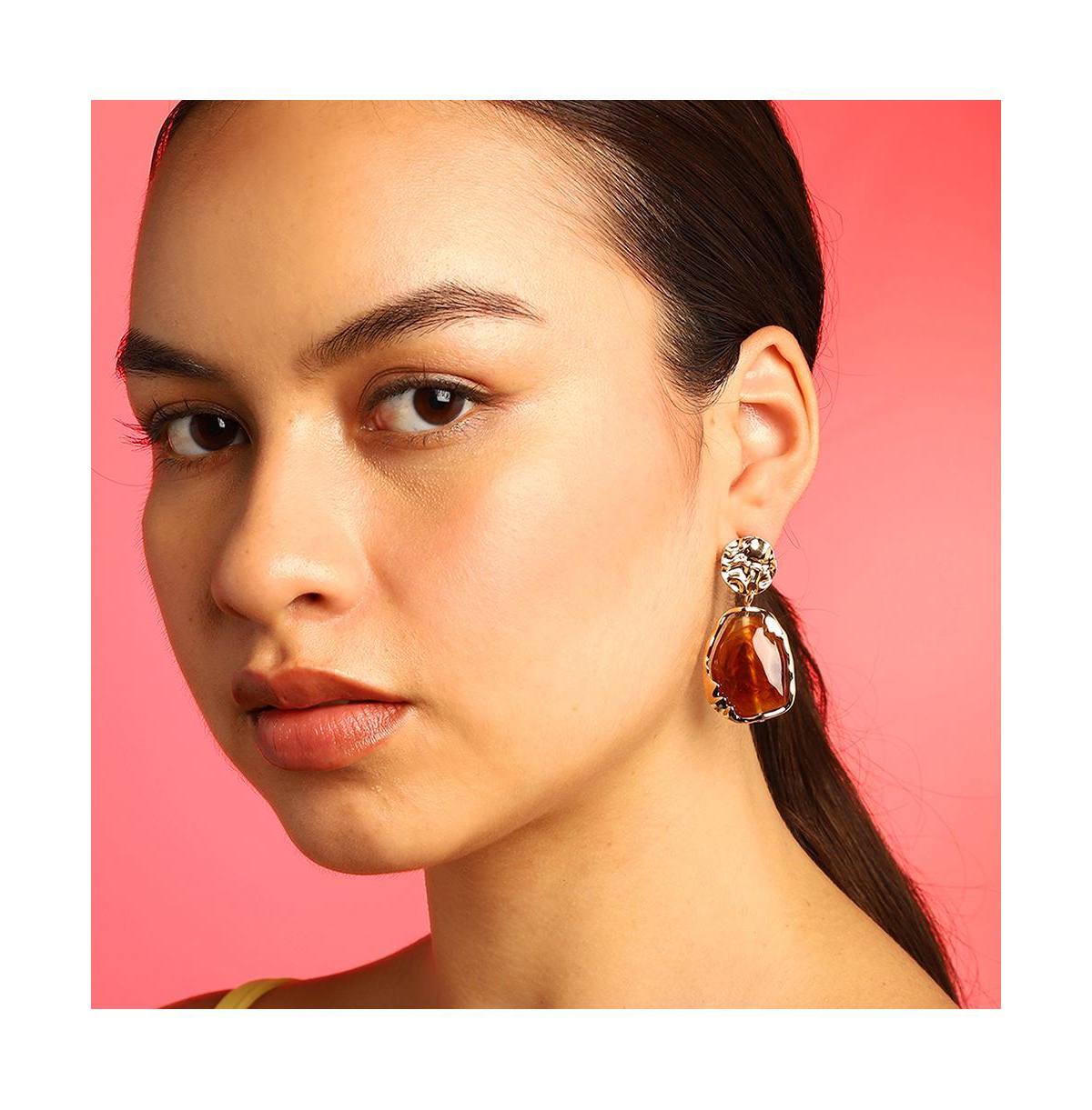 Sohi Women's Dented Drop Earrings