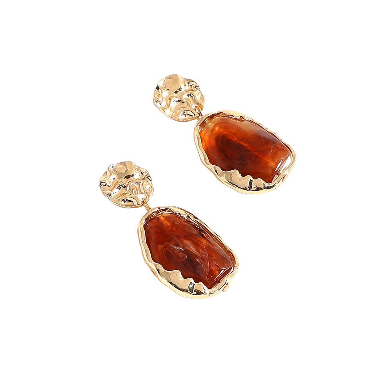 Sohi Brown Color Brown Stone Gold Plated Drop Earrings For Women's In Brown