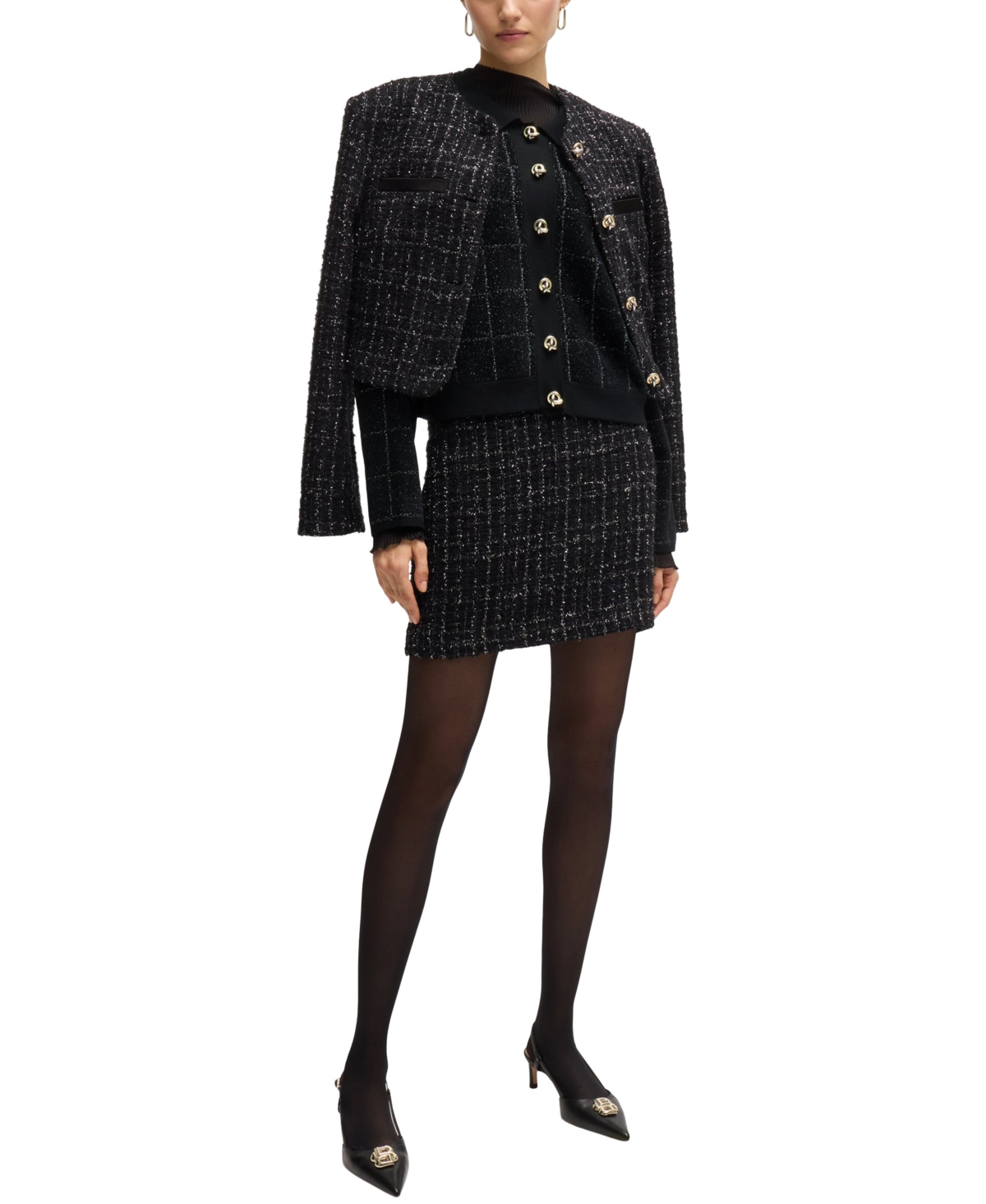 Boss by Hugo Boss Women's Sparkle Tweed Cropped Jacket
