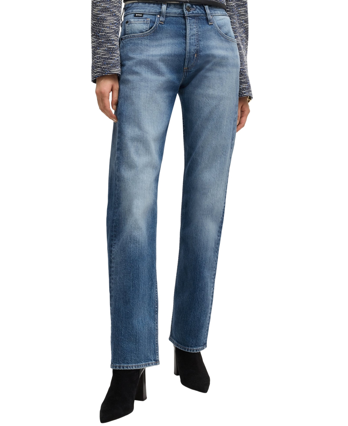 Boss by Hugo Boss Women's Straight-Fit Faded-Blue Jeans - Purple