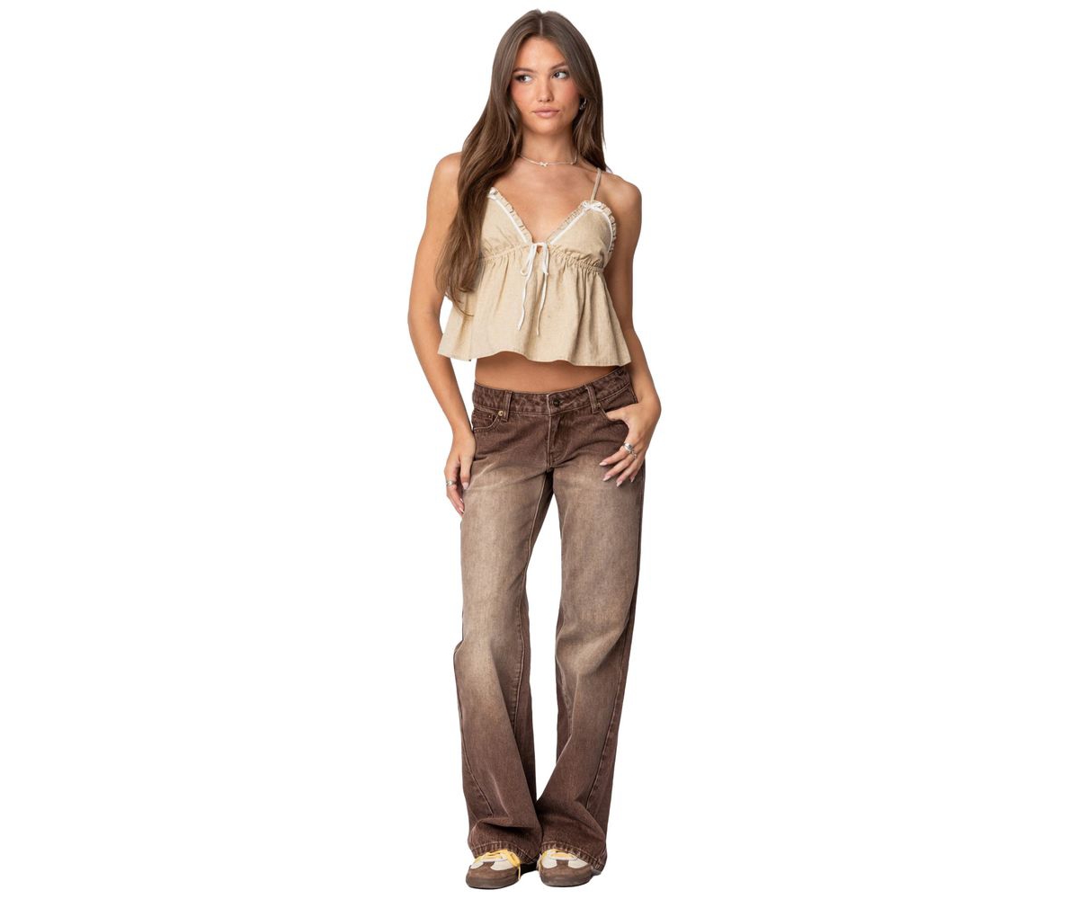 Edikted Women's Claire Linen Look Babydoll Top