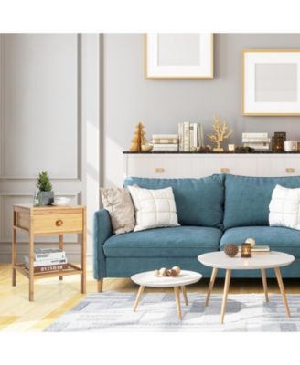 Bamboo Nightstand with Drawer and Open Shelf