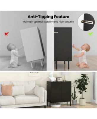 2-Door Buffet Cabinet Sideboard with Shelf and Metal Legs-Black