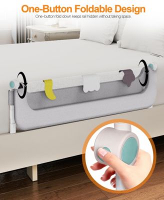 69-inch Adjustable Height Baby Bed Rail for Toddlers Foldable Safety Guard with Mesh Panel Fits Crib Twin Full Queen King Beds