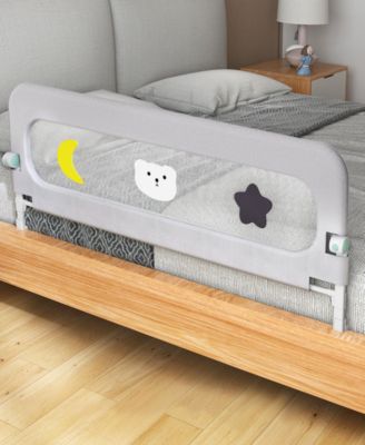 69-inch Adjustable Height Baby Bed Rail for Toddlers Foldable Safety Guard with Mesh Panel Fits Crib Twin Full Queen King Beds